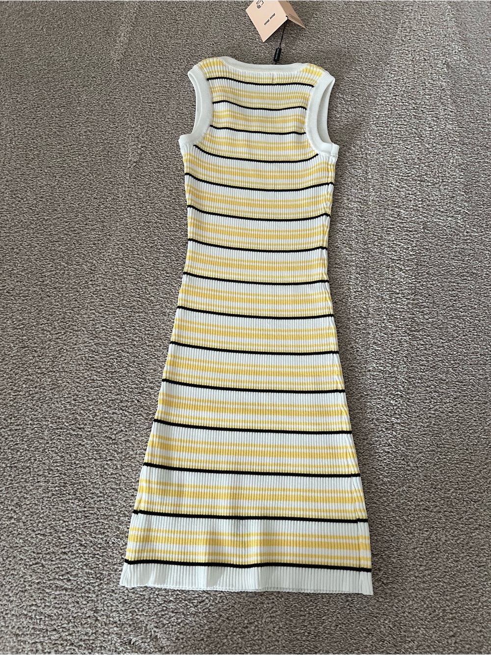 NWT — Yellow & White Striped Ribbed Mini Dress - Picture 11 of 13